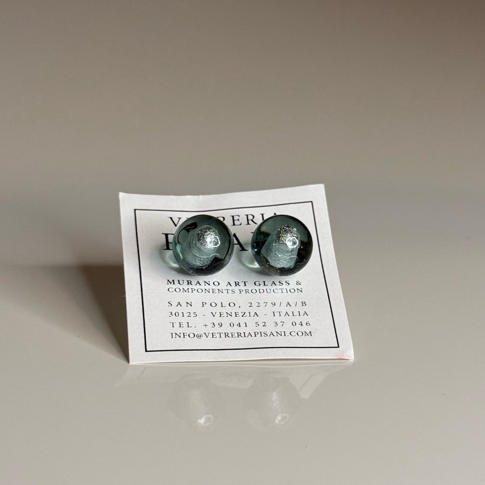 Blue Murano Glass Stud Earrings